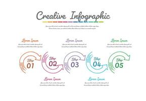 Plantilla de infografía de línea de tiempo con 5 opciones, diseño de infografías vectoriales y negocios de presentación que se pueden utilizar para el diseño del flujo de trabajo, pasos o procesos. vector