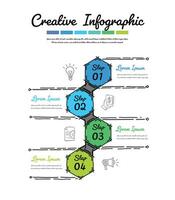 infografia mano dibujado con 4 4 etiquetas, lata ser usado para flujo de trabajo disposición, diagrama, negocio paso opciones garabatear infografía vector. vector