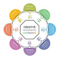 Circle Infographic thin line design and 8 options or steps. Infographics for business concept. vector