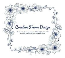 Floral frame, ornamental Vintage with hand drawn spring cherry blossom in sketch style. Spring design for cards, banners, letters, invitations. Place for text. vector