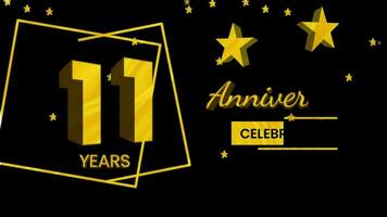 Happy anniversary greeting with 3d text animation and gold colors on black background. Animated numbers, Great for events, greetings, celebrations and festive. video