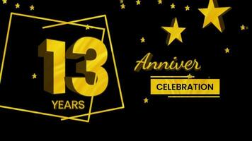 Happy anniversary greeting with 3d text animation and gold colors on black background. Animated numbers, Great for events, greetings, celebrations and festive. video