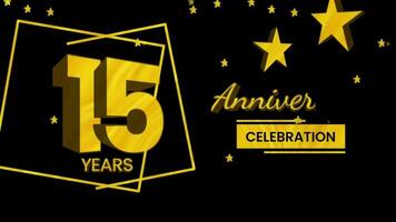 Happy anniversary greeting with 3d text animation and gold colors on black background. Animated numbers, Great for events, greetings, celebrations and festive. video