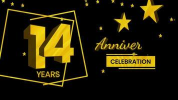 Happy anniversary greeting with 3d text animation and gold colors on black background. Animated numbers, Great for events, greetings, celebrations and festive. video