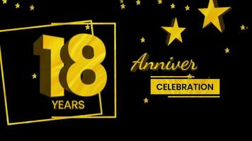 Happy anniversary greeting with 3d text animation and gold colors on black background. Animated numbers, Great for events, greetings, celebrations and festive. video