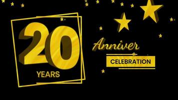 Happy anniversary greeting with 3d text animation and gold colors on black background. Animated numbers, Great for events, greetings, celebrations and festive. video