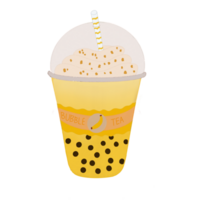 Banana bubble milk tea drink on transparent background PNG . PRO