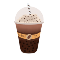 Cocoa bubble milk tea drink on transparent background PNG . PRO