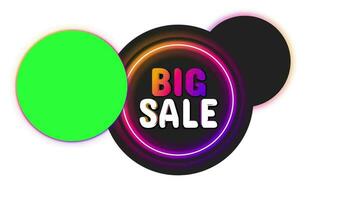 Big sale 3d text anination and green screen circles, copy space video