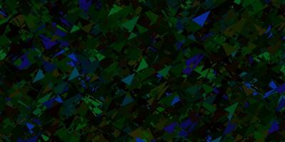 Dark blue, green vector backdrop with triangles, lines.