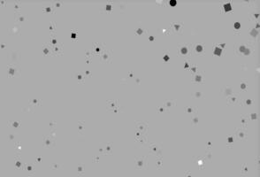 Plantilla de vector gris plateado claro con cristales, círculos, cuadrados.