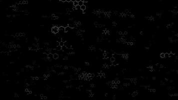 chemistry chains and formulas animation on black background video