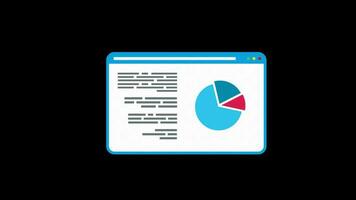 business graph showing growth in browser window tab animation transparent background with alpha channel. video