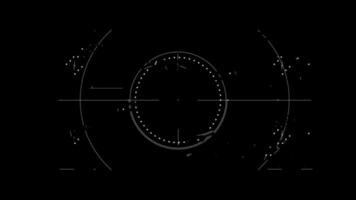 sci fi trogen hud mål med dator data skärm hög tech begrepp animering på svart bakgrund video