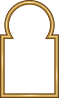 Ramadan window frame shape. Islamic golden arch. Muslim mosque element of architecture with ornament. Turkish gate and door png