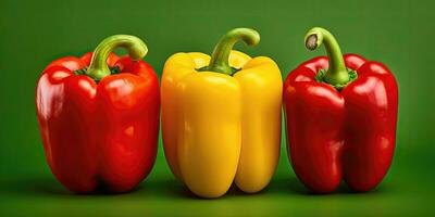 Three red and yellow bell peppers - AI Generative photo