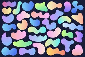 Abstract fluid shapes. Gradient liquid elements. Amoeba splashes design. Vector graphic set