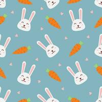 Adorable cute rabbit and carrot seamless pattern vector, design pattern can be used for children's shirts or cute and adorable wrapping paper vector