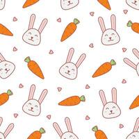 Adorable cute rabbit and carrot seamless pattern vector, design pattern can be used for children's shirts or cute and adorable wrapping paper vector