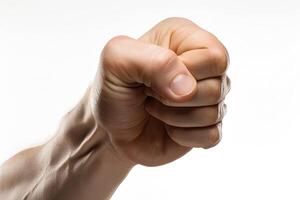 Fist of a man on a white background - photo