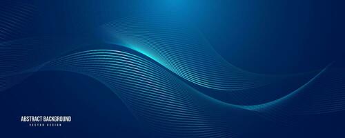 Abstract blue glowing wave on dark background. Modern shiny flowing wave lines design element. Futuristic technology concept vector