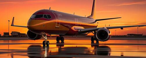 Passenger airplane in the airport - photo