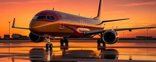 pasajero avión en el aeropuerto - ai generativo foto