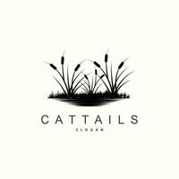Creeks And Cattails River Logo, Grass Design Simple Minimalist Illustration Vector Template