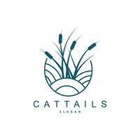 Creeks And Cattails River Logo, Grass Design Simple Minimalist Illustration Vector Template