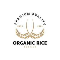 Wheat Grain Rice Logo, Simple Design Organic Vector Illustration Icon Template