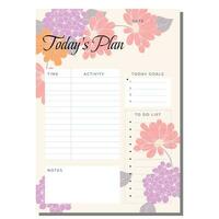 Hydrangea and Aster Hand Drawn Flower Planner vector