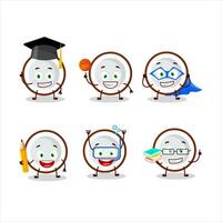 School student of slice of coconut cartoon character with various expressions vector