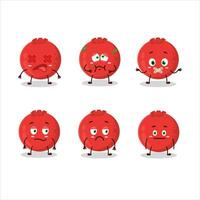 Red berry cartoon character with nope expression vector