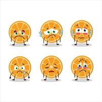 Slice of orange cartoon character with sad expression vector