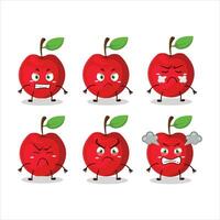 Cherry cartoon character with various angry expressions vector