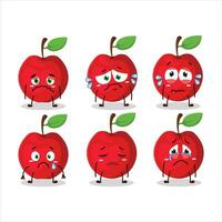 Cherry cartoon in character with sad expression vector