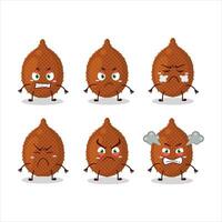 Salak cartoon character with various angry expressions vector