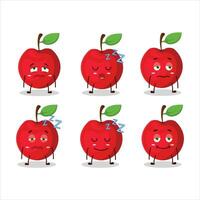 Cartoon character of cherry with sleepy expression vector