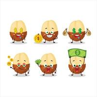 Slice of salak cartoon character with cute emoticon bring money vector