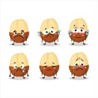 Slice of salak cartoon character with sad expression vector