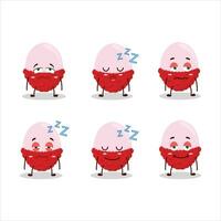 Cartoon character of slice of lychee with sleepy expression vector