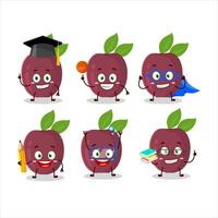 School student of passion fruit cartoon character with various expressions vector