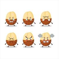 Slice of salak cartoon character with various angry expressions vector