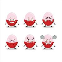 Slice of lychee cartoon character with various angry expressions vector