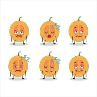 Cartoon character of slice of melon with sleepy expression vector