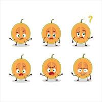 Cartoon character of slice of melon with what expression vector