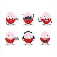 Slice of lychee cartoon character are playing games with various cute emoticons vector