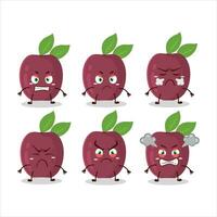 Passion fruit cartoon character with various angry expressions vector