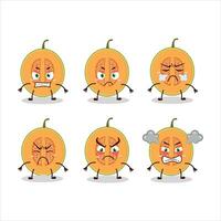 Slice of melon cartoon character with various angry expressions vector