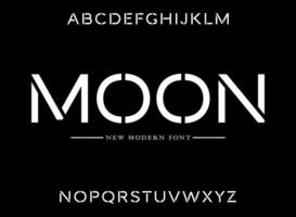 MOON, unique geometric circular display and minimalist style font vector set.